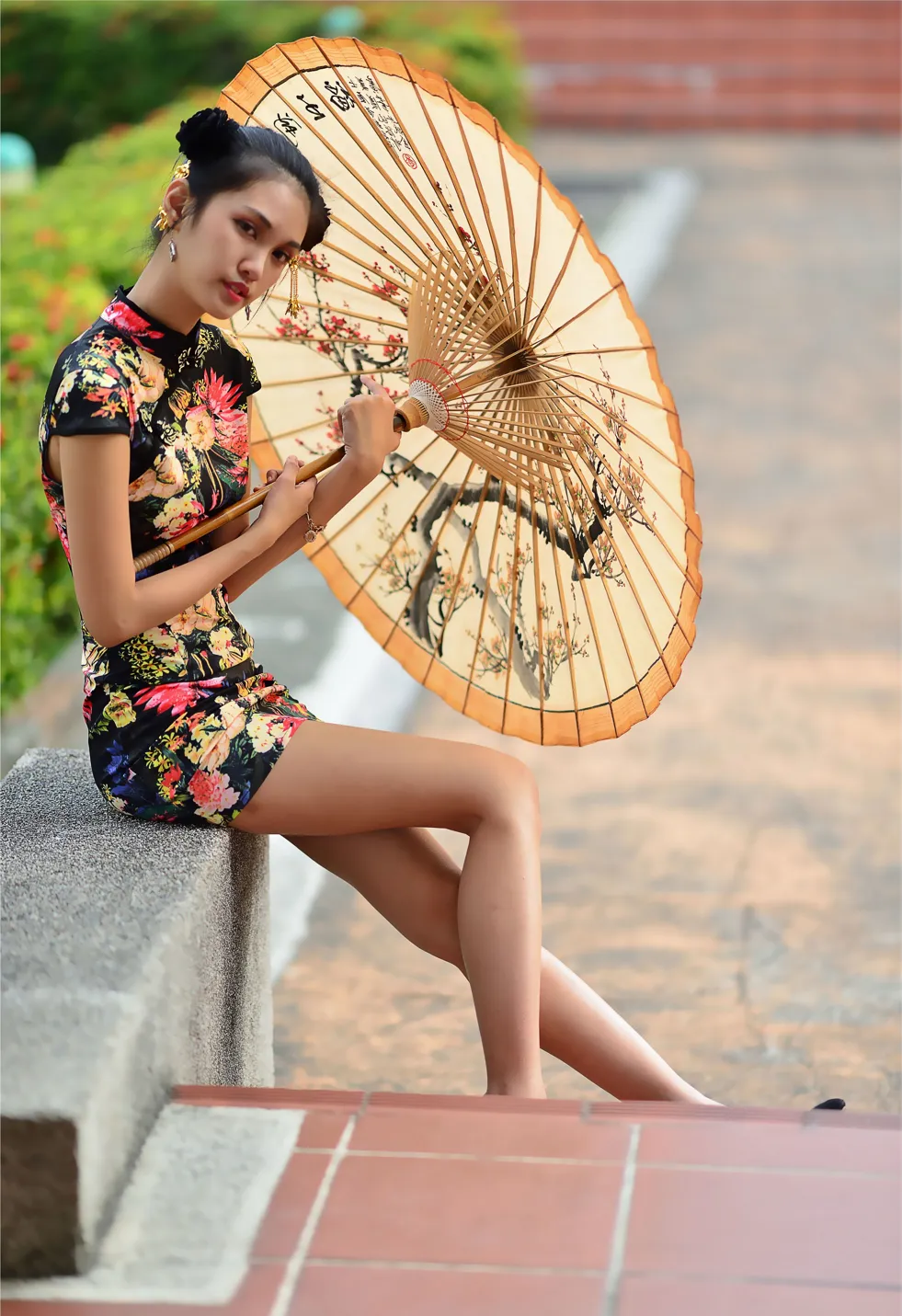 [Mzsock] NO.191 Chen Mengxin short cheongsam high heels beautiful legs street photography#[100P]-21